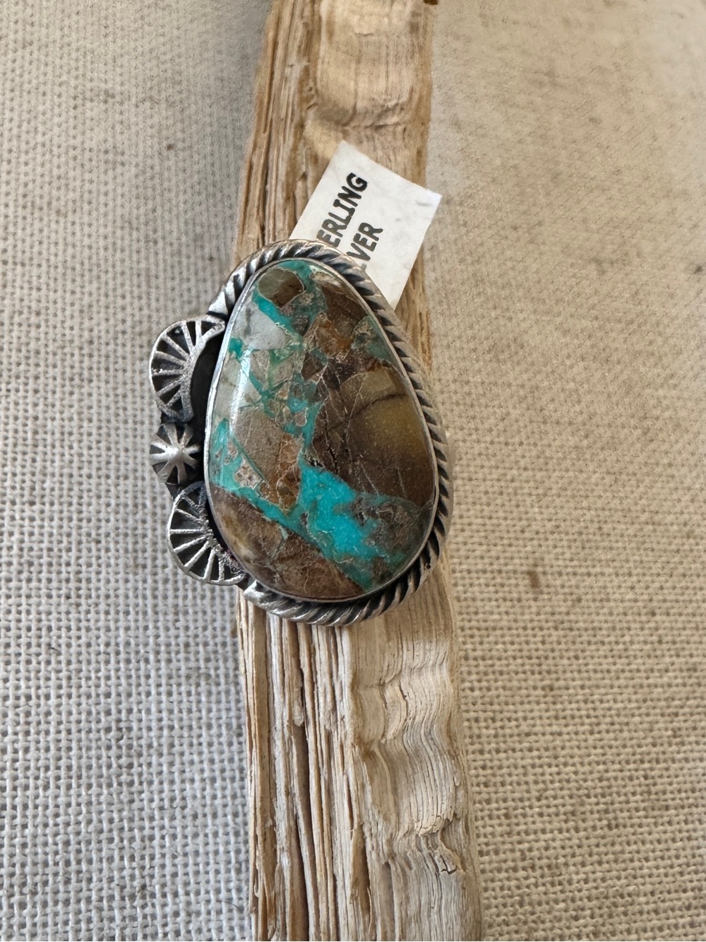 Ribbon Royston Turquoise Brushed Sterling Silver Ring NWT